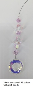 35mm sun-crystal AB colour with pink beads