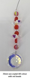 35mm sun-crystal AB colour with red beads