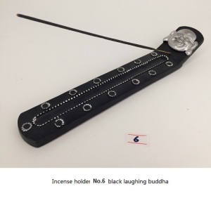 Incense holder No.6-black laughing buddha